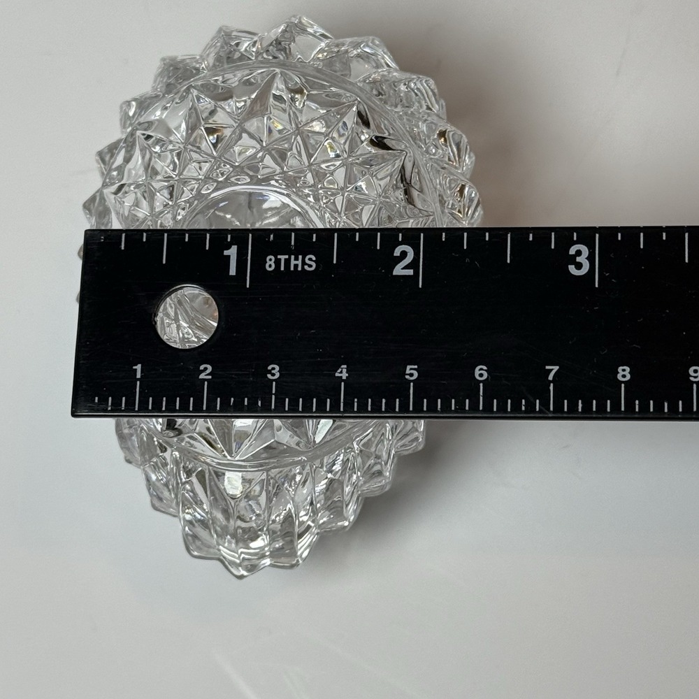 Egg Shaped Cut Crystal Trinket Box w/ Lid‎ Vintage Not original box - Picture 12 of 14